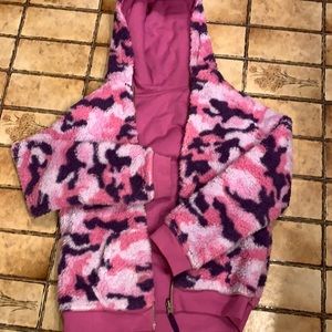 NWOT lands end reversible girls fleece jacket sz xl